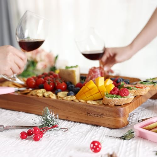 hecef Pink Large Charcuterie Board Set with Stainless Steel Cheese Knives, Cheese Board Set Wooden Appetizer Platter for Housewarming, Weddings, Birthdays & More, Forks & Pull-Out Drawers by hecef - Used condition - Image 3