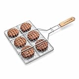 Barbecook Hamburgergrill perfekt für die zubereitug von 6 burgern, aus Chrom und Holz, 35x23cm, Silber,holzfarbe