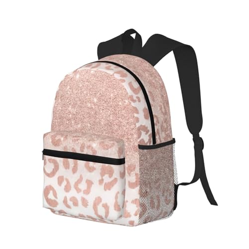 Sac à dos confortable et ultra léger au look rose doré pailleté - 2