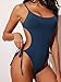 DOBREVA Women's One Piece Swimsuit Strappy Backless Bathing Suit Cut Out Lined Scoop Neck Adjustable Straps Swimwear Insignia Blue Small