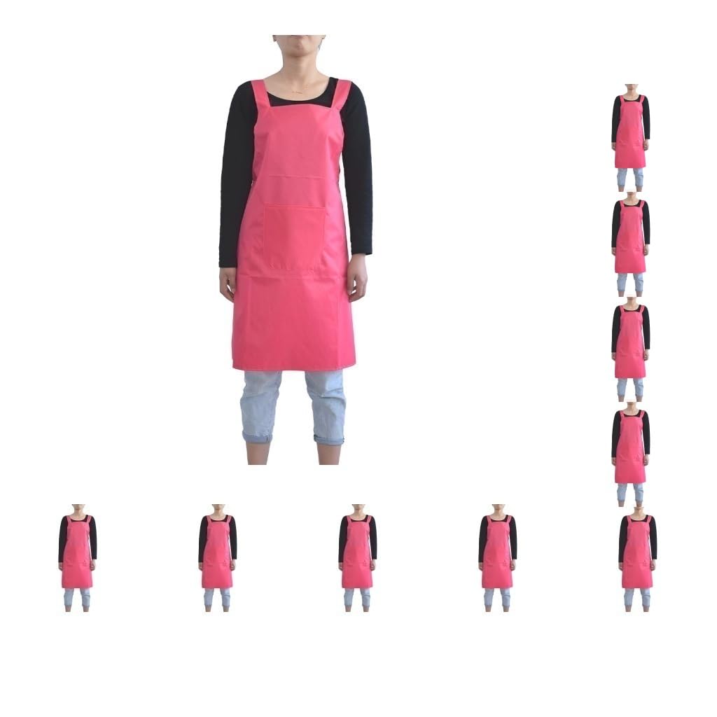 Grembiule completo da chef in plastica senza maniche, con laccio semplice, per la pulizia della casa, comodo aiutante per gli uomini che cucinano carpenteria rosa, rosso rosa, 80 x 75