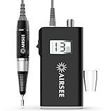 AIRSEE Rechargeable 30000RPM Electric Nail Drill Professional Portable E File Machine for Acrylic...
