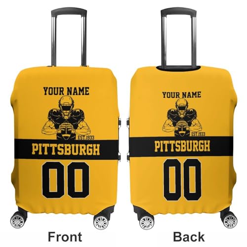 Custom Pittsburgh Style Luggage Cover Personalized Name and Number Football Style Suitcase Decorative Cover For 18-32 Inch3