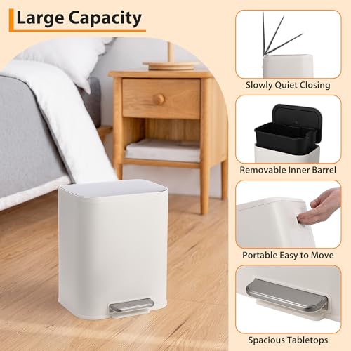 Caneca de basura rectangular de acero inoxidable 12L miniatura 4
