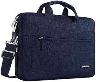 MOSISO Laptop Shoulder Messenger Bag Compatible with MacBook Air/Pro,13-13.3 inch Notebook,Compatible with MacBook Pro 14 inch 2021 2022 M1 Pro/Max A2442 with Adjustable Depth at Bottom, Navy Blue