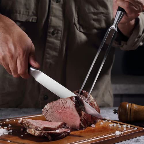 Paudin Carving Knife Set 8" - German High Carbon Stainless Steel Turkey Carving Knife And Fork Set, Bbq Knife Set With Ergonomic Handle, Full Tang Professional Carving Knife For Meat, Turkey, Brisket #TOP2