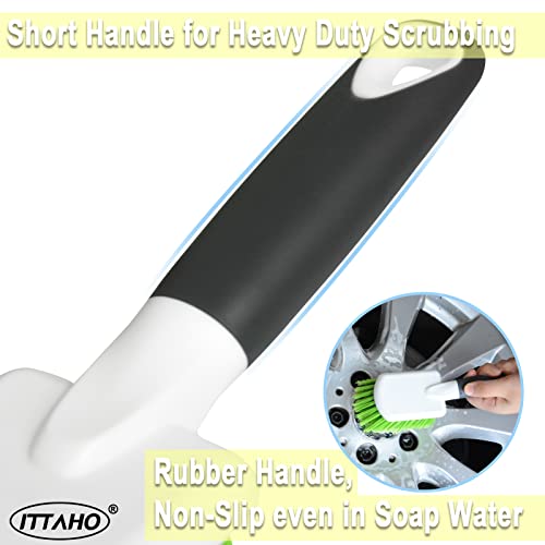 Ittaho 2 Pack Wheel Brush, Include Two Type Of Bristles-Soft Gentle & Stiff Bristles,Car Interior Detailing Cleaning Brush, Carpet And Upholstery Tire Cleaner For Seat Boat Truck Suv Moto Vehicle #TOP3