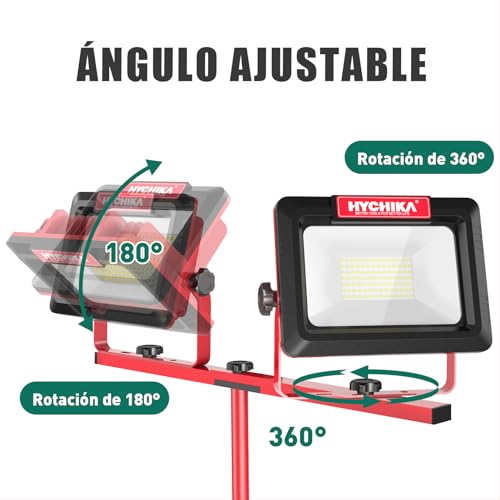 HYCHIKA 2x60W Foco LED 14,000LM 6500K para trabajo exterior, obras y jardines - Con trípode telescópico 1.75M, IP65 Impermeable, Cable de 3M, 360°Giratorio - imagen 3