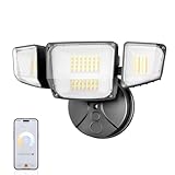 Onforu 65W Smart LED Flood Lights Outdoor, 6500LM Brightness Adjustable, APP Control Tunable 2700K-6500K, WiFi Alexa Security Lights with Timer & 4 Lighting Head, Exterior Floodlight for Yard Garage