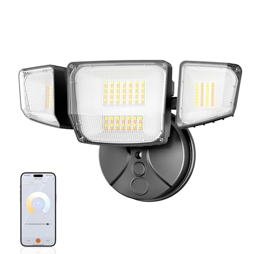 Onforu 65W Smart LED Flood Lights Outdoor 6500LM Brightness Adjustable APP Control Tunable 2700K-6500K WiFi Alexa Security Lights with Timer & 4 Lighting Head Exterior Floodlight for Yard Garage