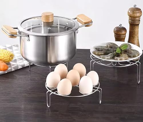 Egg Steaming Rack, 6.2 Inch 7 Egg Hole Round Food Grade Stainless Steel Steamer for Food Steaming, Cooling and Roasting Cooking in Kitchen and Outdoors (1 pcs)
