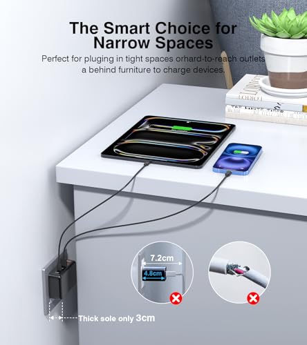 Image of Fast Charger Block, GaN 6 Port USB C Charging Station Hub Cube, 100W Multiport Type C Wall Charger Power Strip Plug with PD 3.0+QC for iPhone 13 14 15 16 17 Pro Max XR XS 8 7, Samsung, iPad, Table