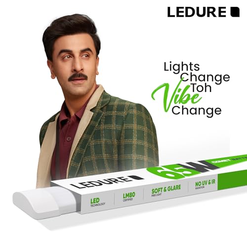 Image of LEDURE Comet 65W LED Batten 4 Feet | Pack of 20 | 6500 Lumens | 65W Tubelight Equivalent | Cool White 6500K | Wall Ceiling Tubelight for Home, Warehouse, Industrial & Commercial Spaces