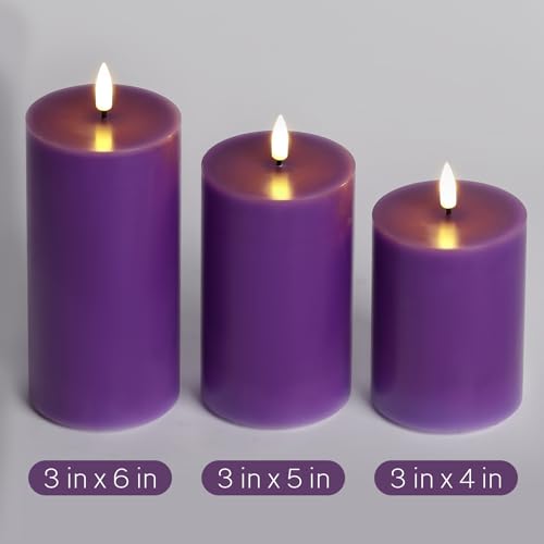 Bougies violettes sans flamme LED en cire véritable avec télécommande Eywamage - 2