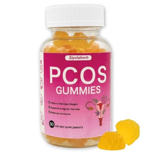 PCOS Vitamins Gummies for Women Hormone Balance & PCOS Relief & Fertility Support, 60 Ovarian Support Vitamins with Inositol for Healthy Menstrual Cycle, Inositol Gummies for Hirsutism and Acne