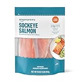Amazon Fresh, Wild Caught Alaskan Sockeye Salmon, Frozen, 1 Lb