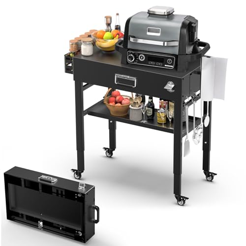 Denmay Grilltischwagen für Ninja Woodfire Outdoor Grill(OG700 Series), zusammenklappbarer Outdoor...