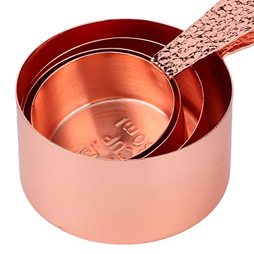 Tazas Medidoras de Acero Inoxidable, juego de herramientas de cocina duraderas en oro rosa 4