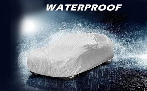Image of Auto Hub Waterproof Car Cover Compatible with Maruti Swift (Model: 2024-Till Date) with Mirror Pocket, Soft Cotton Lining, Swift Car Cover Waterproof - Metallic Silver