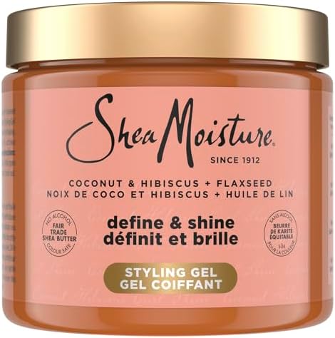 SheaMoisture Coconut & Hibiscus Define & Shine Styling Gel Define & Shin Hydrates and Holds Your Style All Day, Infused With Glycerin, Coconut Oil and an Invigorating Sweet 425g