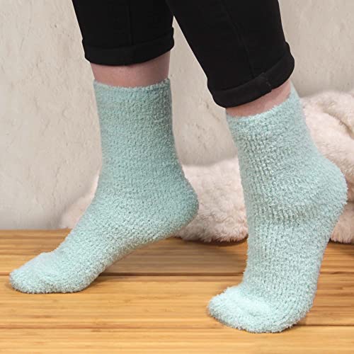 Image of BambooMN Women's Girl Fuzzy Warm Fluffy Tie-Dye Colorful Fun Crew Socks - 4 Pairs