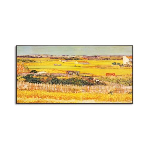 アートパネル ゴッホ 麦畑 油絵 絵画 黄色 アートポスター インテリア 壁掛け絵画 現代 パネル 風景画 写真 装飾画 壁掛け 贈り物 部屋 玄関 アルミ合金フレーム (C,50x100cm(20x40in))