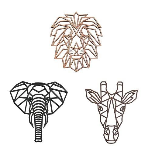 Image of Carrick & Cross - Wooden Geometric Jungle Nursery Decor Color Set - Wall Hanging Safari Art - Tropical Decals – Decorations for Themed Rooms, Jungle & Safari Decor, Forest Themed African Art