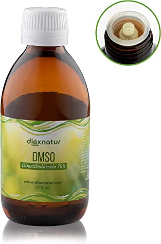 DIOXNATUR® DMSO 70% (250ml) Dimetilsulfóxido pureza Ph. Eur. Botella de cristal color ámbar con gotero