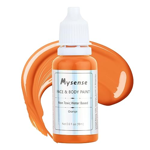 Mysense Orange Face Body Paint,Water Based Washable Face Paint,Non-toxic Cream Body Paint for Adults and Children Halloween Costume SFX Pumpkin Cosplay Makeup,0.6oz