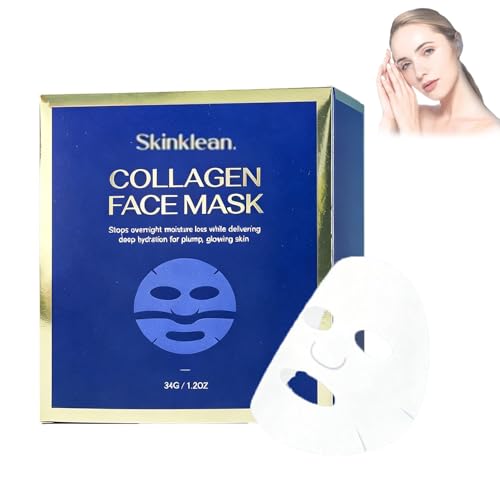 Skinklean Beauty Collagen Face Mask Hydrating Moisturizing Glass Skin Facial Mask Overnight Hydrating Face Mask for All Skin Types (1Box)