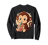 Cute Kawaii Monkey Drinks Boba Bubble Tea