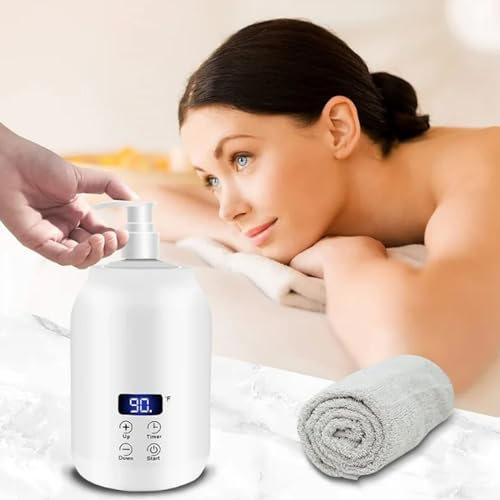 Massageöl Wärmer, Massageöle Erwärmer Einstellbare Temperatur 30-65 Grad Wellness Massage Massageöl Set mit 2 Intern Plastikflasche Massageöle Zubehör für ätherische Öle Rückenmassage