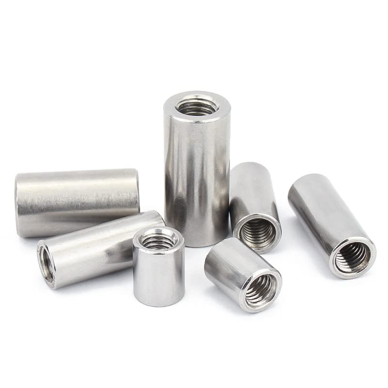 10pcs Cylindrical Joint Nut Set - M3 M4 M5 M6 M8-304 Stainless Steel Round Coupling Nuts for Internal Thread use(M5x8x20)