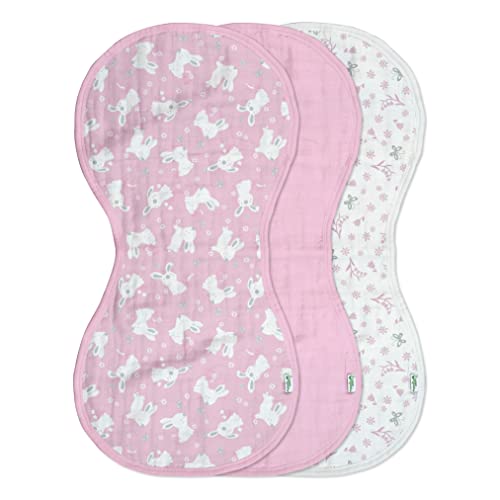 Image of Green Sprouts, Burp Cloths Org Cotton Pink Bunny, 3 Count