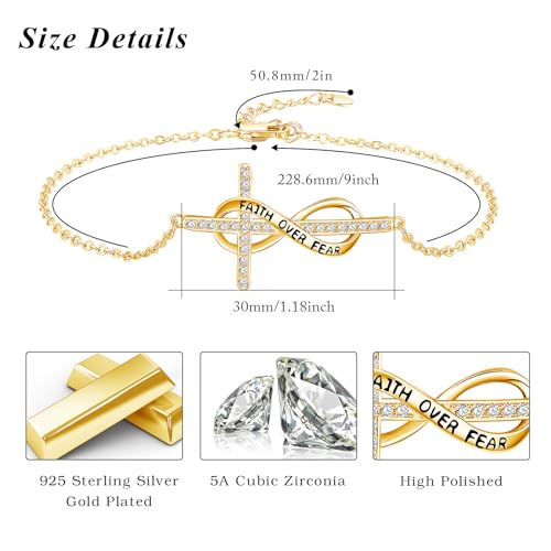 Image of MEDWISE Mothers Day Gifts for Mom Women Infinity Anklet 925 Sterling Silver Adjustable Cross Anklet Summer Beach Jewelry Gifts for Daughter Women Wife Mom