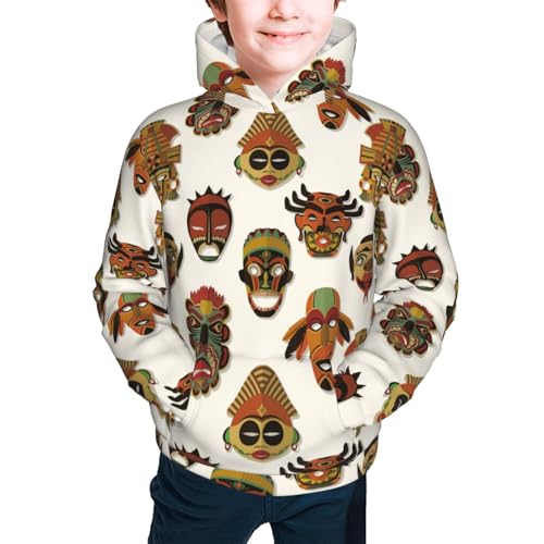 Tribal Mask Kids Pullover Hoodies Boys Sweatshirts Girls Athletic Clothes with Pocket2