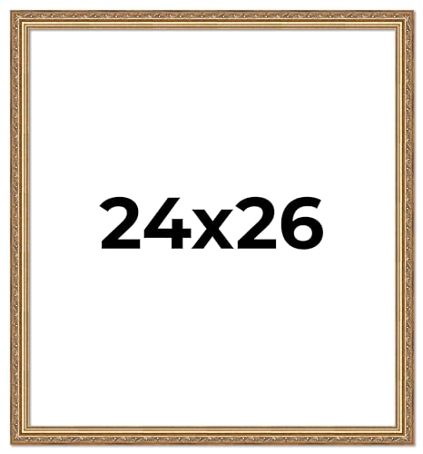 Poster Palooza 24x26 Traditional Antique Gold Complete Wood Picture Frame with UV Acrylic Plexiglass, Foam Board Backing & Hardware Included