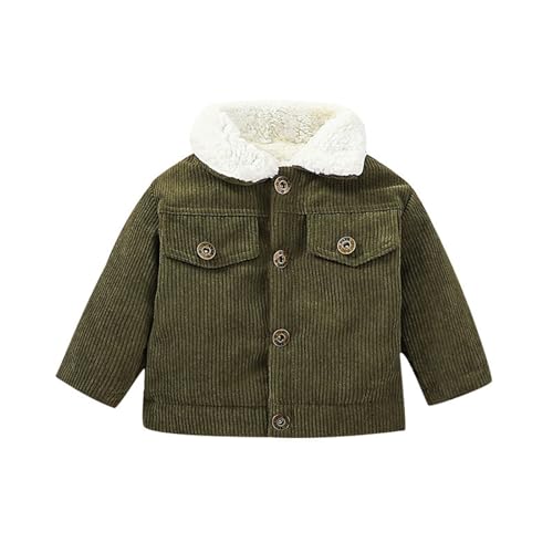 Baby Boys Girls Corduroy Jacket Toddler 𝗦𝗵erpa Lined Lapel Button Down Fall Winter Warm Coat Outerwear