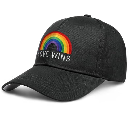 Image of Gay Pride Trucker Hat for Men and Women Rainbow LGBT Embroidered Adjustable Washable Baseball Cap Accessories Gifts