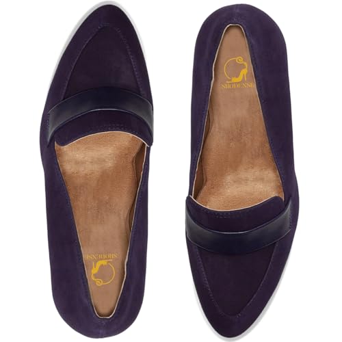 Image of SHODENSE Women Chunky Kitten Heel Pumps Shoes Round Closed Toe Slip On Suede Penny Loafers Matte Block Mid Heels Dress Loafer Almond Toe Comfort Oxford Shoes Office Work Classic Elegant 4-11 M US