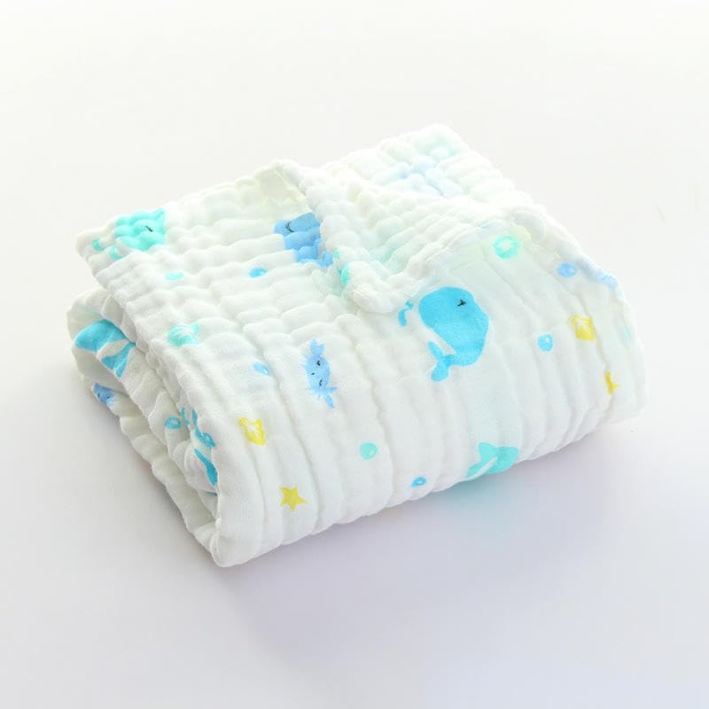 Image of Large Cotton Muslin Baby Bath Towel Super Soft Bathing Towel for Newborn Highly Absorbent, Kids Boys and Girls Size 60 x 120 cm Multicolor (Print May Vary)
