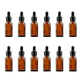 12 PCS 20ml Amber Glass Bottles with Eyed Dropper Black Caps Cream Lotion Essential Oil Dispenser Container Storage for Travel Business Trip Camping