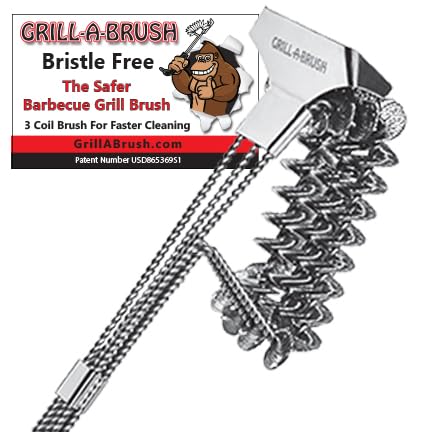 BBQ Grill Brush - 360° Scraper Clean - Bristle Free Grill Brush - Heavy Duty Stainless - Safe on All Grates - Safe Barbecue Brush - Gas, Charcoal, Smokers