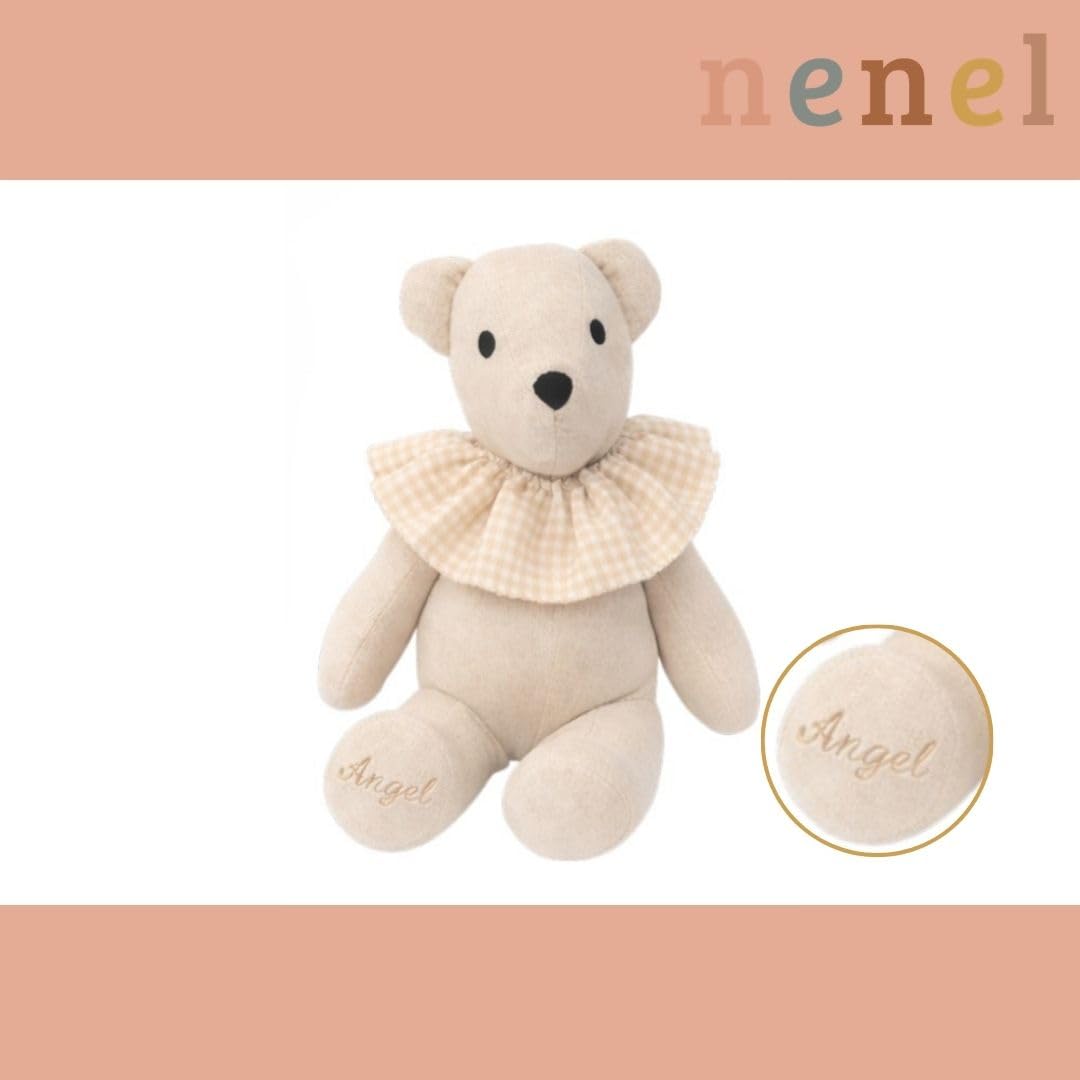 Nenel Conjunto Bebé 3 piezas personalizado – Body, gorro y oso para neonatos con nombre e inicial – Set nacimiento 3 piezas body, gorrito y peluche – Regalo recién nacidos - Manga larga