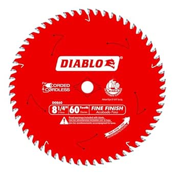 Diablo Fine Finish Saw Blade with TiCo Hi-Density Carbide, 8-1/4 inch, 60 ATB Teeth