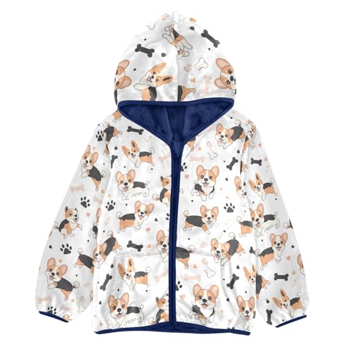 CHIFIGNO Cute Dogs Paw Boys Fleece Jacket Light Jacket Warm Winter Jackets for Toddlers for Baby Boys Girls 6Y