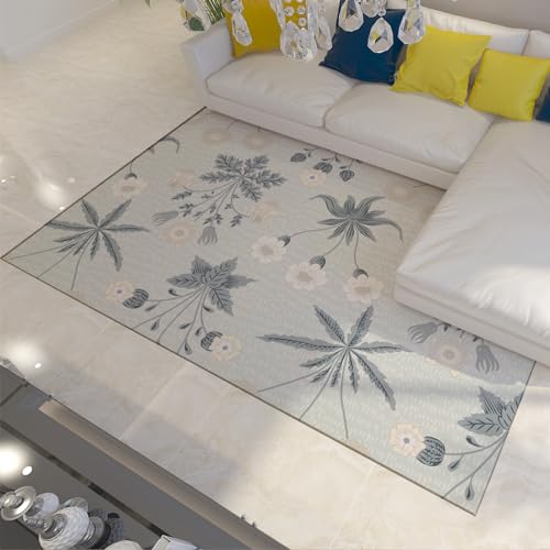 Tapis de nature morte style Morris aux fleurs blanches délicates et toucher doux - 2