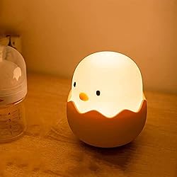 Lamparas Infantiles Bebe Nestling Luz Nocturna Bebé Niños Luz Táctil LED Lampara Bebe de Silicona Kawaii Chick USB Recargable - Regalos para Niñas Niños
