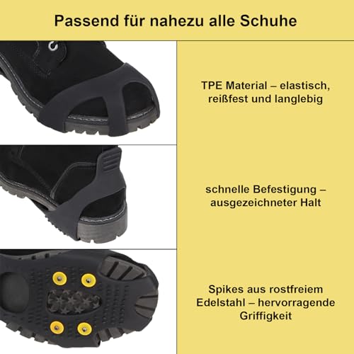 ALPIDEX Anti Rutsch Schuhspikes Größe 35-47 Ersatzspikes Ice Grips Schuhkrallen Schnee EIS Spikes Sohle Wandern Spazieren Hiking Walking Winter, Größe:S