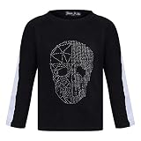 Sudadera para niños con diseño de calavera y tachuelas plateadas para niños de 3 a 14 años Negro Negro ( 3-4 Años